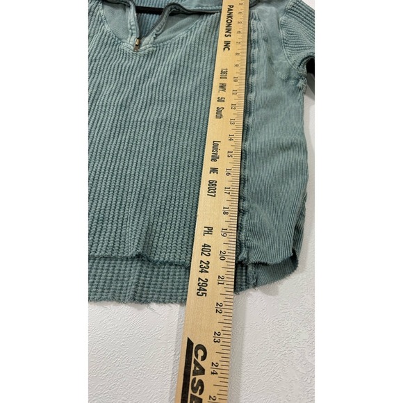 Free People FP One Ashton Zip Thermal Long Sleeve Relaxed Ribbed Blouse Top M - Picture 8 of 10